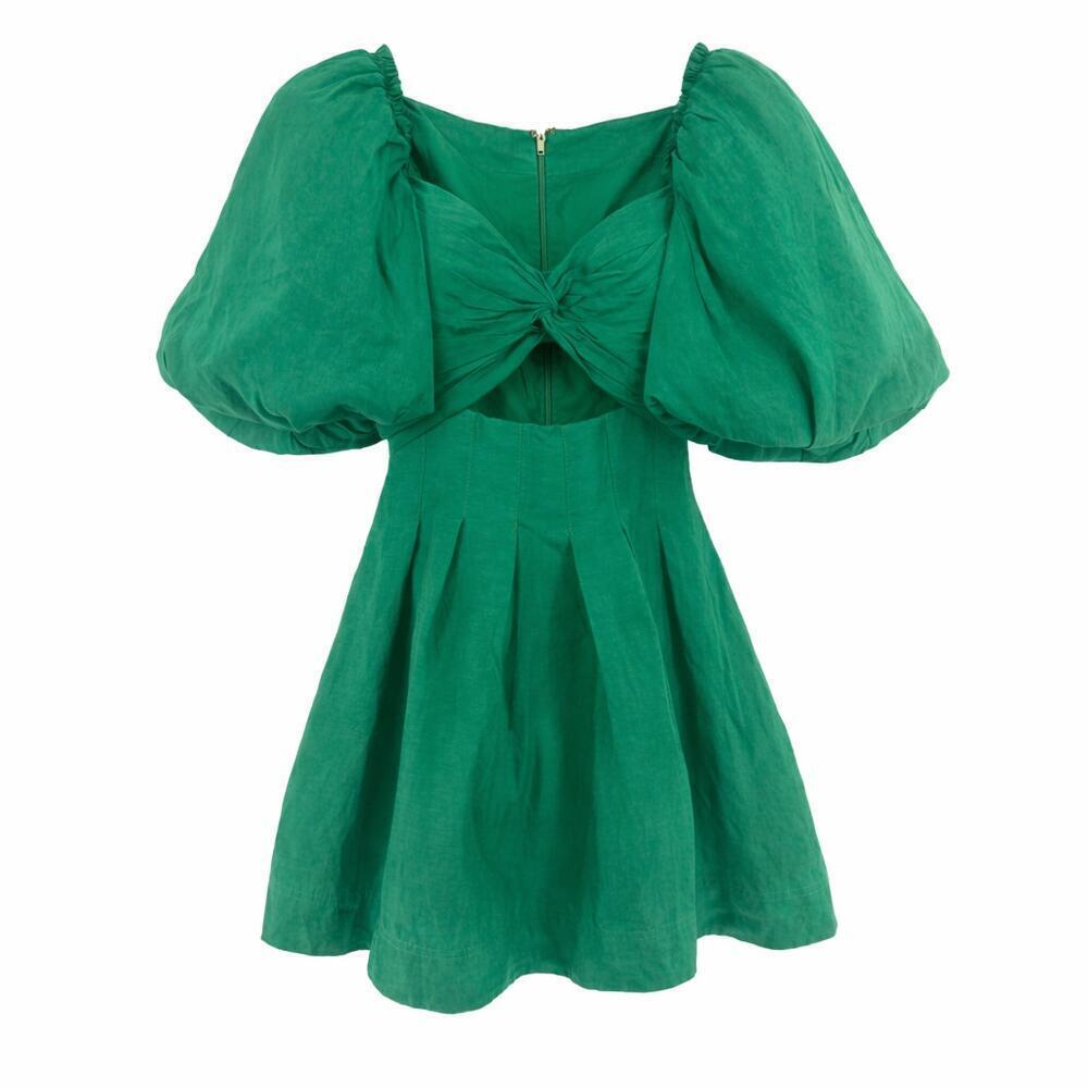 Aje. Dusk Knot Puff Sleeve Mini Dress Sz 6 (AUS 10) NWOT Linen Cut Out